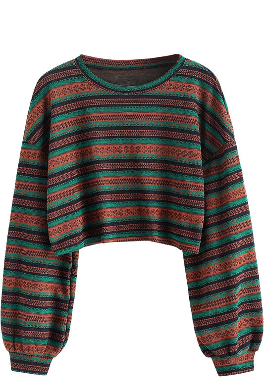 Long Sleeve Cropped Boho Sweater