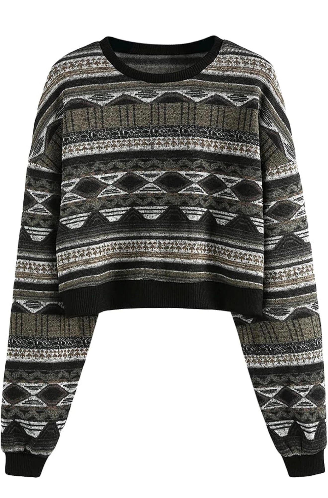 Black Long Sleeve Cropped Sweater