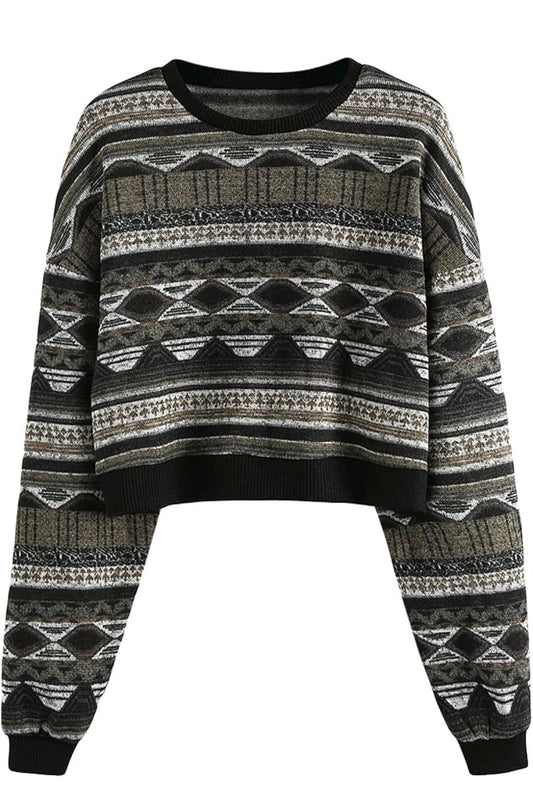 Black Long Sleeve Cropped Sweater