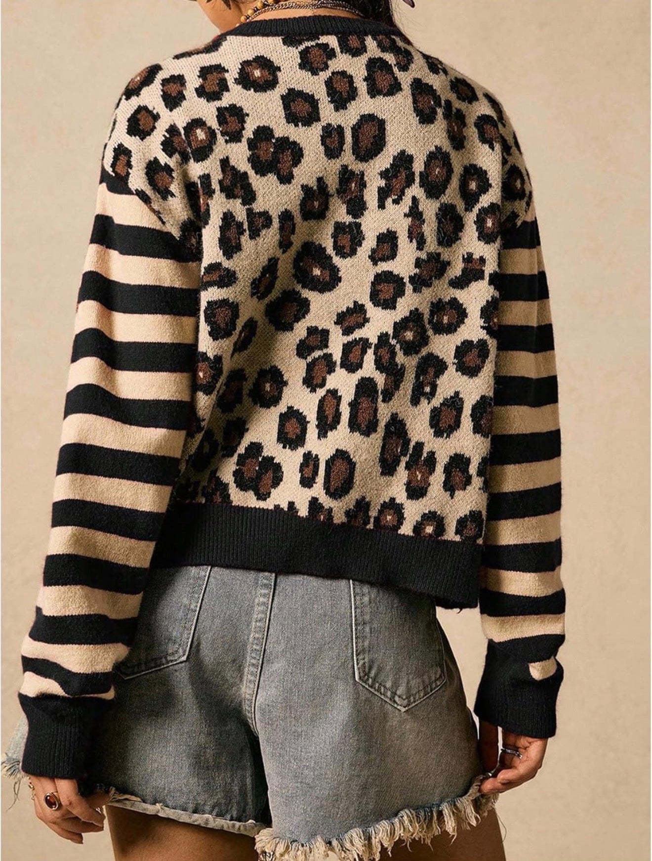 Ladies Leopard and Stripe Jacket